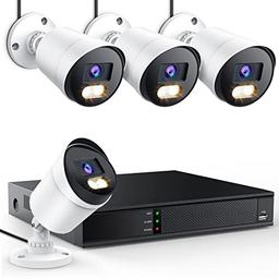 EZFIX H.265+Wired Security Camera System, 8CH 5MP CCTV DVR and 4 x 1080p Bullet Camera Outdoor Indoor Weatherproof Home Security Cameras with 100ft Night Vision, Remote Access, Motion Alerts (No HDD) image