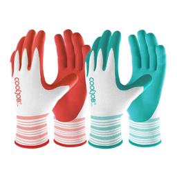 COOLJOB Gardening Gloves Best Gift for Women Ladies, 6 Pairs Breathable Rubber Coated Yard Garden Gloves, Outdoor Protective Work Gloves with Grip, Medium Size Fits Most, Red & Green image