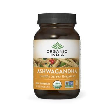 ORGANIC INDIA Ashwagandha Capsules - Organic Ashwagandha Supplement - Vegan Ashwagandha Root, Gluten-Free, Kosher, Non-GMO, Supports Stress Relief, Energy, and Sleep - 90 Capsules image
