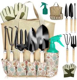 Garden Tool Set, Stainless Steel Heavy Duty Gardening Tool Set, with Non-Slip Grip, Storage Tote Bag, Outdoor Hand Tools, Ideal Garden Tool Kit Gifts for Women and Men image