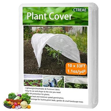 CTREAE Plant Covers Freeze Protection 10Ft x 33Ft 1.1oz Frost Cloth Plant Freeze Protection, Floating Row Cover Frost Blanket for Outdoor Plants Winter Garden Covers for Vegetables image