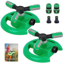 Hinastar Lawn Sprinkler, Automatic Garden Water Sprinkler, Upgrade 360 Degree Rotation Irrigation System, Large Area Coverage, Sprinkler for Yard, Lawn, Kids and Garden-2 Pack（Light Green）… image