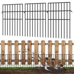 KYATE 10Pcs Garden Fencing Animal Barrier, 10.8ft(L) X 17in(H) No Dig Fence Panels, 1.3 Grip Rustproof Dog Digging Fence Barrier, Garden Animal Barrier Fence for Dogs Rabbits Squirrels, Black image