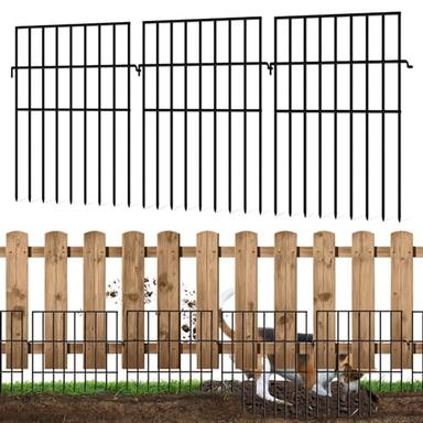KYATE 10Pcs Garden Fencing Animal Barrier, 10.8ft(L) X 17in(H) No Dig Fence Panels, 1.3 Grip Rustproof Dog Digging Fence Barrier, Garden Animal Barrier Fence for Dogs Rabbits Squirrels, Black image