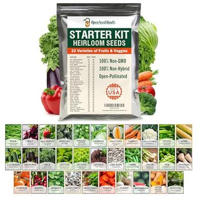 Open Seed Vault 15,000 Non GMO Heirloom Vegetable Seeds for Planting Vegetables and Fruits (32 Variety Pack) - Gardening Seed Starter Kit, Survival Gear Food, Gardening Gifts, Prepper Supplies image