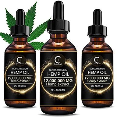 GPGP GreenPeople (3Pack Natural Hemp Oil Extract 12,000,000MG, Immune System Support, Focus Calm, Stress, Mood, Pure Extract, Rich in Omega 3&6&9 Fatty Acids image