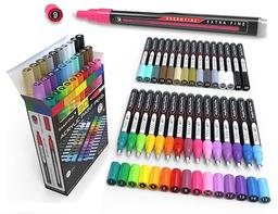 TOOLI-ART Acrylic Paint Pens Assorted Vibrant Markers for Rock Painting, Canvas, Glass, Mugs, Wood, Fabric, Metal, Ceramics. Non Toxic, Quick Dry, Multi-Surface, Lightfast (EXTRA FINE) image