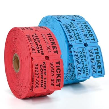L LIKED 2000 Raffle Tickets Double Rolls 50/50 Stub Tickets with Consecutive Numbers 1000 Pairs per Roll,2 Rolls-Blue,Red image