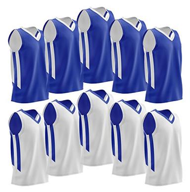 Liberty Imports 10 Pack - Reversible Men's Mesh Performance Athletic Basketball Jerseys - Adult Team Sports Bulk (Blue/White) image