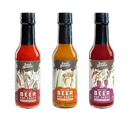 Beer-infused Hot Sauce Variety 3-pack (Includes Asian Sriracha, Garlic Serrano, & Roasty Chipotle) - Craft Beer Gift, Hot Sauce Gift Set, Beer Sauce, BBQ Sauce, Beer Lover, Grill + Man Cave image