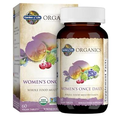 Garden of Life Organics Multivitamin for Women - Women's Once Daily Multi - 60 Tablets, Whole Food Multi with Iron, Biotin, Vegan Organic Vitamin for Women's Health, Energy Hair Skin and Nails image