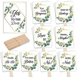 Set of 33 Wedding Dress Shopping Signs Paddles Say Yes to The Dress Props Bridal Dress Signs Wedding Shop Sign for Bridesmaids and Brides Bachelorette Party Games (Classic Style) image