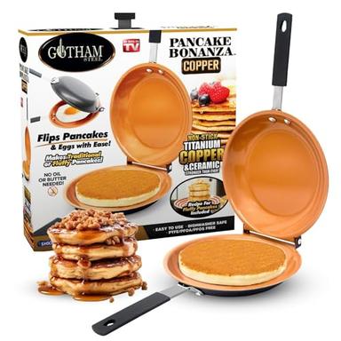 Gotham Steel Double Sided Pan, The Perfect Pancake Maker – Nonstick Copper Easy to Flip Pan, Frying Pan for Fluffy Pancakes, Omelets, Frittatas & More! Pancake Pan Dishwasher Safe Large image