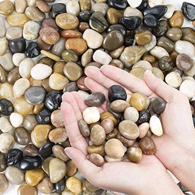 OUPENG Pebbles Polished Gravel, Natural Polished Mixed Color Stones, Small Decorative River Rock Stones 2 Pounds (32-Oz) image