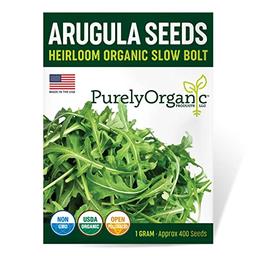 Organic Arugula Seeds (Slow Bolt) - Approx 400 Seeds - USDA Organic, Non-GMO, Open Pollinated, Heirloom, USA Origin image