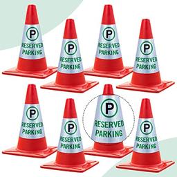 Oudain Reserved Parking Cone Sleeve Bright Reflective Reserved Sign 360° High Visible Message Sleeve Reserved Parking Signs for Traffic Safety Cone Driveway Road Commercial Residential Area(8 Pack) image