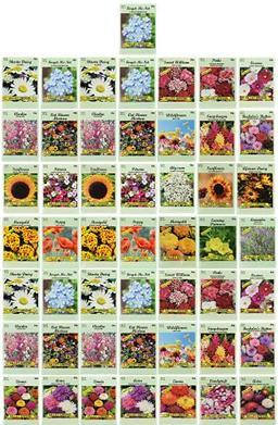 Set of 50 Flower Seed Packets! Flower Seeds in Bulk, 15 or More Varieties Available! image