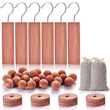 Homode Cedar Blocks for Clothes Storage, Cedar Wood Chips and Balls for Closets and Drawers, Fresh Scented Sachets, 40 Pack image
