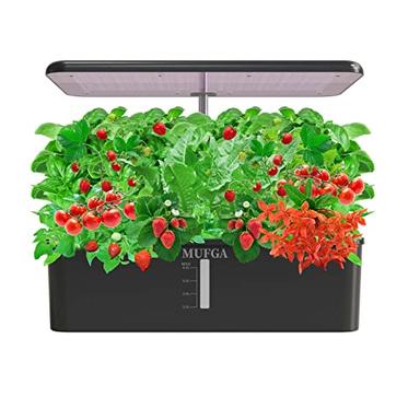 Hydroponics Growing System Herb Garden - MUFGA 18 Pods Indoor Gardening System with LED Grow Light, Plants Germination Kit(No Seeds) with Pump System, Adjustable Height Up to 17.7" for Home, Black image