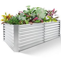 Land Guard 8×4×2 ft Galvanized Raised Garden Bed Kit, Galvanized Planter Raised Garden Boxes Outdoor, Large Metal Raised Garden Beds for Vegetables. image