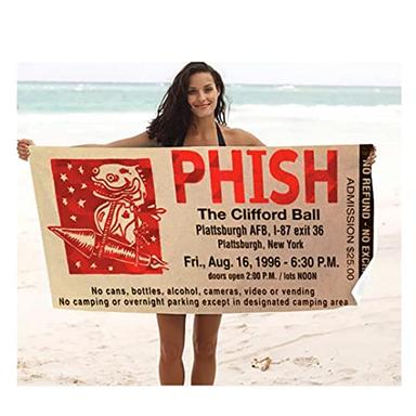 Ticket Stub Beach Towel 30" x 60" Custom Photo or Concert Gift For Phish Deadheads Pin Poster Mens Ladies Youth Kids image