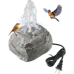 Saillong Bird Bath Water Fountain, Granite Air Pump Rock with Pump for Bird, Rock Waterfall Fountain, Feeder, Aquariums, Fish Tank (with Electric Power Source) image