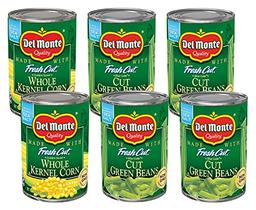 DEL MONTE FRESH CUT Canned Vegetables Variety Pack, Green Beans and Whole Kernel Corn, 6-Pack image