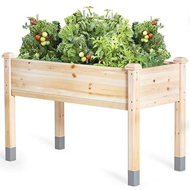 MIXC Wooden Raised Garden Bed with Legs, 48”L X 24”W, Elevated Reinforced Large Planter Box for Vegetable Flower Herb Outdoors - Beam and Column Structure - Unmatched Strength Outlast image