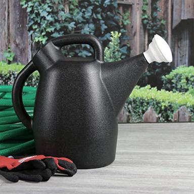 Chapin 47998 Made in USA 2-Gallon Tru-Stream Outdoor and Indoor 100% Recycled Plastic Watering Can, Removable Nozzle, Leak Free, Drip Free, Black with White Nozzle image