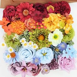 ASTRYAS 38pcs Artificial Flowers Bouquets Box Set for DIY Bridal Wedding Shower Decorations Rainbow Colorful Fake Floral Arrangements for Party Table Centerpieces Home Decor Indoor Outdoor image