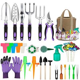 Tudoccy Garden Tools Set 83 Piece, Succulent Tools Set Included, Heavy Duty Aluminum Gardening Tools for Gardening, Non-Slip Ergonomic Handle Tools, Storage Tote Bag, Gifts Tools for Women image