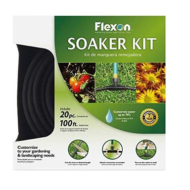 Flexon WS100KITCN 20-Piece Soaker Hose Kit, 100 ft, Black image