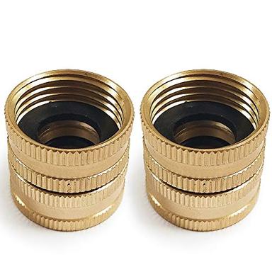 Twinkle Star 2 Pack 3/4" Brass Garden Hose Quick Connector with Dual Swivel for Male Hose to Male Hose Adapter, Double Female, Garden Hose Fittings Quick Connect image