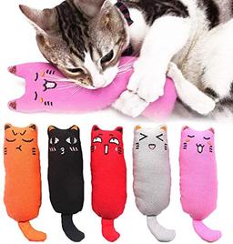 Legendog 5Pcs Bite Resistant Catnip Toy for Cats,Catnip Filled Cartoon Mice Cat Teething Chew Toy image