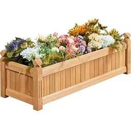 Yaheetech 43.5″ L×16″ W×14″ H Wooden Raised Garden Bed, Horticulture Wood Rectangular Garden Planter Outdoor, Raised Planter Box for Yard/Greenhouse/Vegetable/Flower/Herbs, Light Brown image