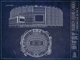 Madison Square Garden Blueprint Style Print (Unframed, 18" x 24") image