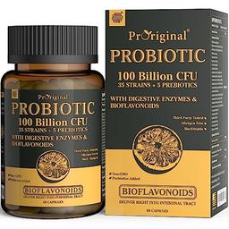 Probiotics with Prebiotics for Men and Women - 35 Strains Organic Probiotic 100 Billion CFU for Gut & Digestive Health, Vegan Acidophilus Probiotic Supplement, Non-GMO Raw Probiotic 60 Capsules image