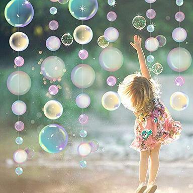 Transparent Bubble Party Decoration Garlands White Blue Rainbow Hanging Floating Colorful Under The Ocean Mermaid Water Theme Birthday Wedding Baptism Lovely Kids Room (Color) image