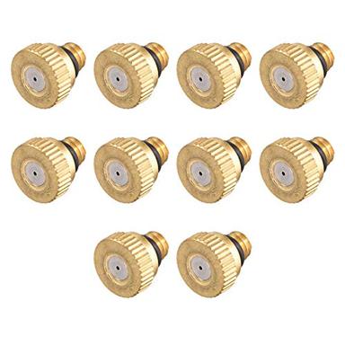 uxcell Brass Misting Nozzle - 10/24 UNC 0.6mm Orifice Dia Replacement Heads for Outdoor Cooling System - 10 Pcs image