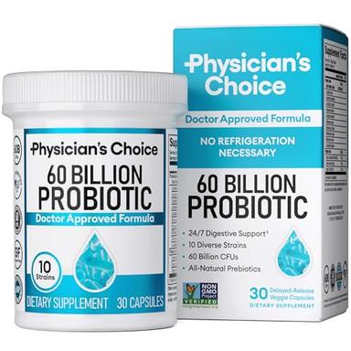 Physician's Choice Probiotics 60 Billion CFU - 10 Strains + Organic Prebiotics - Immune, Digestive & Gut Health - Supports Occasional Constipation, Diarrhea, Gas & Bloating - for Women & Men - 30ct image