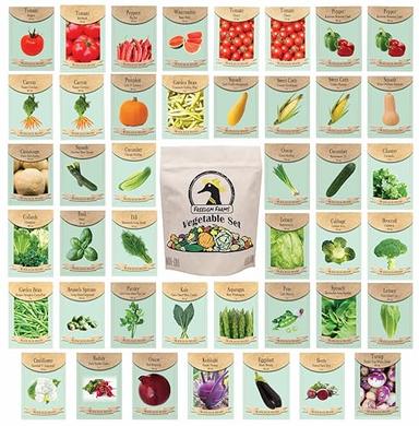 Set of 43 Assorted Vegetable & Herb Seed Packets - Over 10,000 Seeds! - Includes Mylar Storage Bag - Deluxe Garden Heirloom Seeds - 100% Non-GMO image