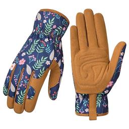 Pleneal Gardening Gloves for Women - Leather Garden Gloves Thorn Proof, Outdoor Protective Working Gloves image