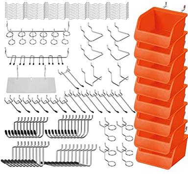 HORUSDY 150-Piece Pegboard Hooks Assortment, Pegboard Accessories with Pegboard Bins for Organizing Various Tools image