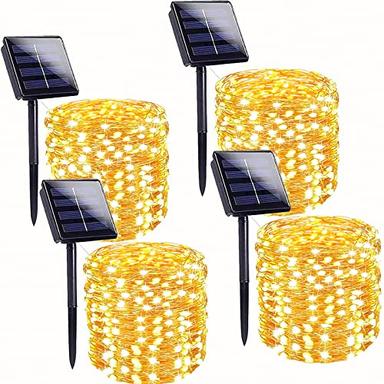 4-Pack 160FT 400 LED Solar String Lights for Outside, Solar Lights Outdoor with 8 Lighting Modes, Twinkle Solar Fairy Lights for Tree Christmas Wedding Party Decorations Garden Patio (Warm White) image