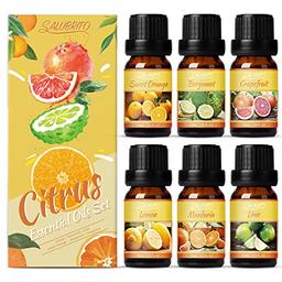 Salubrito Citrus Essential Oils Set for Diffuser, Fragrance Oil | Sweet Orange, Bergamot, Lemon, Grapefruit, Mandarin Orange, Lime Scented Oil for Soap Making, Candle Making image