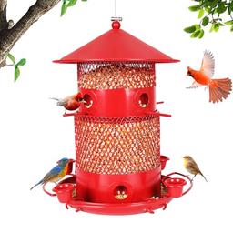 Bird Feeder, Squirrel Proof Bird Feeder for Bird Lovers, Large Capacity Design, Cardinal Bird Feeder, bird feeders for outdoors (Red, 4.5LB) image