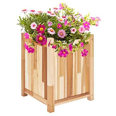 Jumbl Canadian Cedar Planter Box | Wood Garden Bed for Growing Flowers, Succulents & Other Plants at Home | Great for Outdoor Patio, Deck, Balcony image