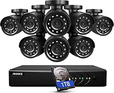 ANNKE 3K Lite Security Camera System Outdoor with AI Human/Vehicle Detection, 8CH H.265+ DVR and 8 x 1920TVL 2MP IP66 Home CCTV Cameras, Smart Playback, Email Alert with Images, 1TB Hard Drive - E200 image