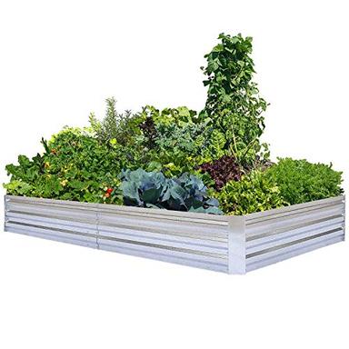FOYUEE Galvanized Raised Garden Beds for Vegetables Large Metal Planter Box Steel Kit Flower Herb, 8x4x1ft image