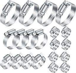 20 Pcs Hose Clamps Stainless Steel, 1/4-2 in (6-51mm) Adjustable Worm Gear Pipe Hose Clamps, Fuel Line Hose Clamps Heavy Duty for Plumbing, Dishwasher, Automotive, Washing Machine, Mechanical image